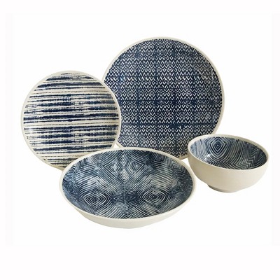 16pc Stoneware Dalton Dinnerware Set Blue Baum Bros.