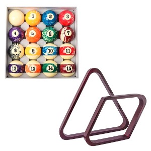 GSE Billiard Balls and Racks Set, 8-Ball Triangle & 9-Ball Diamond Pool Ball Racks with 2-1/4" Standard Pool Balls (Several Colors Available) - 1 of 4