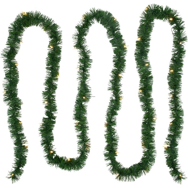 Northlight 18' x 3" Pre-Lit Pine Artificial Christmas Garland, Warm White LED Lights, 1 of 7