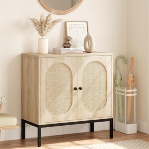 Rattan Storage Cabinet, Sideboard Buffet Cabinet, Wood Console Cabinet w/ Shelf, Sideboard Cabinet for Hallway, Entryway, Living Room - 1 of 4