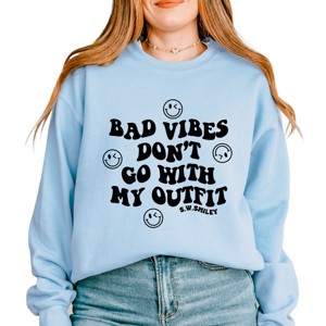 Simply Sage Market S.W.Smiley Don't Go With My Outfit Smiley Faces Sweatshirt - 1 of 4