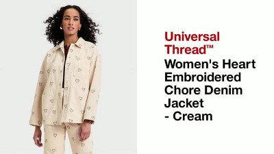 Women's Heart Embroidered Chore Denim Jacket - Universal Thread