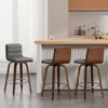 Bekrvio 26"/29" Swivel Bar Stools Set of 1/2, Faux Leather Upholstered Counter Chairs with Wood Legs, Mid-Century Seating for Kitchen Island - 3 of 4