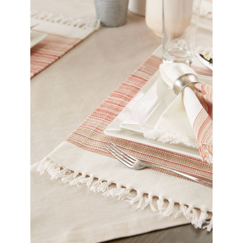 6pk Cotton Pimento Striped Placemats with Fringe - Design Imports, 4 of 10