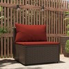 vidaXL Patio Middle Sofa with Cushions, Brown Poly Rattan, Sturdy Powder-Coated Steel Frame, Weather Resistant, Trendy Design, Easy Assembly - 2 of 4