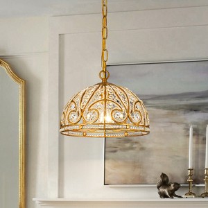 LLHZSY Retro Antique Sphere Crystal Chandelier Adjustable Dining Room Chandelier - Brass - W11 4/5"/17 4/5"/23 3/5" - 1 of 4