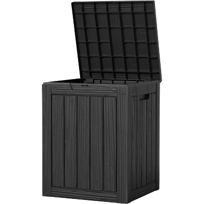 OBOKATA 28 Gallon Deck Box, Lockable Waterproof Outdoor Storage Box for Patio, Garden Tools, UV Resistant, Black
