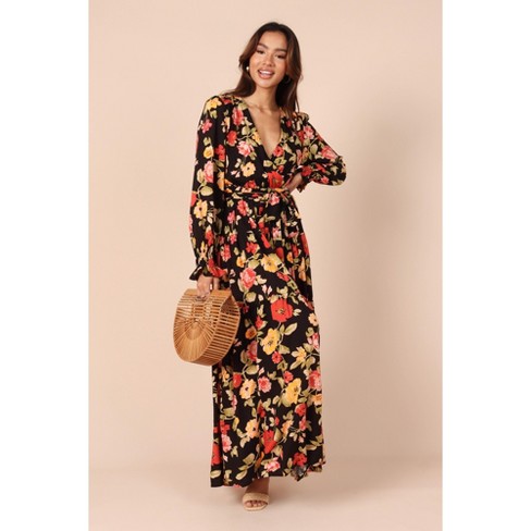 Petal And Pup Women's Wrap Jacket Maxi Dress - Black Floral Xs : Target