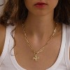 Layered Chunky Cross Necklace 14K Gold Silver Non Tarnish Statement Jewelry - 3 of 4
