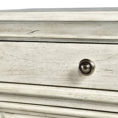 Highland Park Transitional 3-Drawer Nightstand in Distressed Ivory