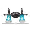 Toltec Lighting Elegante 2 - Light Vanity in  Dark Granite with 5.5" Fluted Teal Crystal  Shade - 2 of 2
