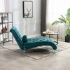 Okak Luxurious Velvet Button Tufted Chaise Lounge Chair with Transparent Feet,Comfy Upholstered Accent Chair for Bedroom,Living Room,Office - 3 of 4