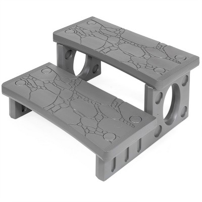XtremepowerUS Multi-Purpose 2-Step Spa Hot Tub Pool RV Campers Deck Steps, Grey
