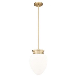 Gideon 1-Light Pendant - Vintage Chic Steel Fixture with Opal Glass Shade, Dimmable, Damp Rated - 1 of 4