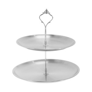 Unique Bargains 2 Tier Round Cupcake Stand Holder with Tiered Serving Tray for Donuts Fruits 9.06"x9.06 - 1 of 4