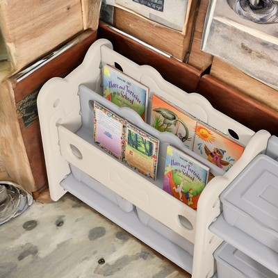 Alilang 44.90 Inch Multi-Tiered Toy Storage Organizer with Removable Bins and Shelves for Kids' Playroom or Bedroom - Cream White