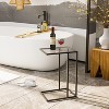 Simple Trending C-Shaped Glass End Table, Tempered Glass Side Table - 3 of 4