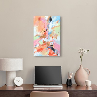 Colorful Fog Abstract Canvas Wall Art in Wooden Frame