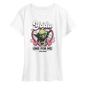 Women's - Star Wars - Valentine Yoda One For Me Short Sleeve Graphic T-Shirt - 1 of 4