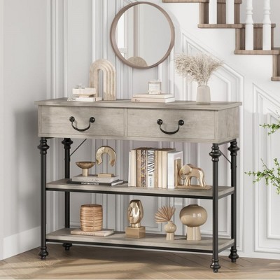Console Table with Drawers, Sofa Tables Narrow Entryway Table with Storage