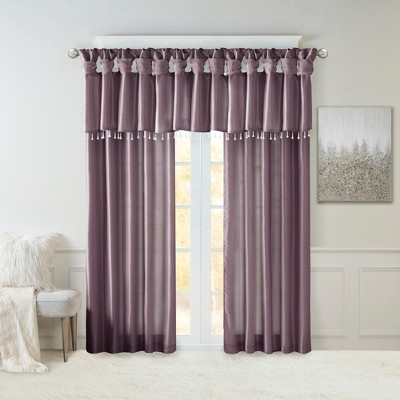 Faux Silk Bead Trim Luxurious Window Valance, DIY Twist Tab Top with Extra Lining Multi-Color Valance for All Decor Styles