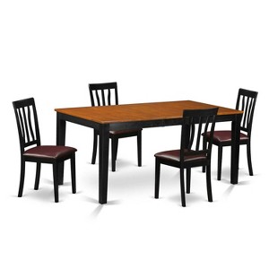 HomeStock 5-Pc Black and Cherry Finish Solid Wood Top - Dining Room Set - Seats 4 - 1 of 4