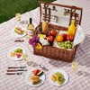 Juvale Juvale Wicker Picnic Basket for 4 with Utensils, Glasses, and Insulated Cooler Bag - Camping and Picnic Essentials Kit - 3 of 4