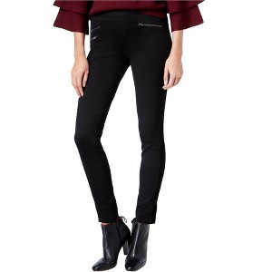 I.N.C International Concepts Womens Velvet Panel Casual Leggings, Black, 0 Regular - 1 of 1