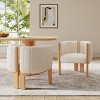 Sapphtopaz Modern Boucle Dining Chairs with Barrel Back Comfy Kitchen Chair with Wood Frame Elegant Dining Room Chair for Dining Room - 2 of 4
