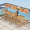 Tangkula 6 PCS Acacia Wood Balcony Table Set w/ Shelf Footrest Curved Wood Seat - 2 of 4