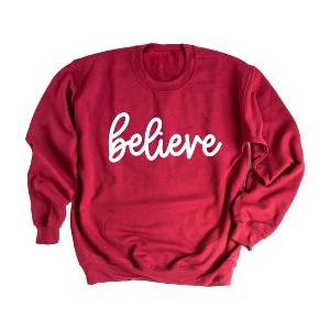 Simply Sage Market Women's Graphic Sweatshirt Believe Bold Cursive - 1 of 4