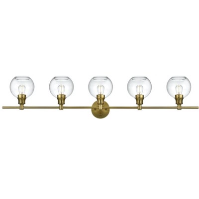 Elegant Lighting Collier 5 Light Satin Gold and Clear Glass Wall Sconce