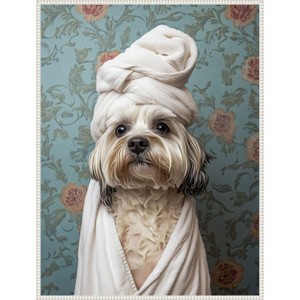 Amanti Art Spa Day Pooch by Mowzu  Framed Canvas Wall Art - 1 of 4