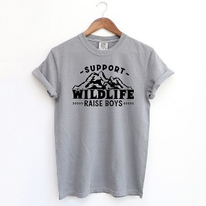 Simply Sage Market Women's Support Wildlife Raise Boys Short Sleeve Garment Dyed Tee - 1 of 2