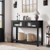 Wood Console Table with 2 Glass Drawers, 2-Tier Entryway Table with Storage Shelf, Foyer & Living Room Sofa Table - 2 of 4