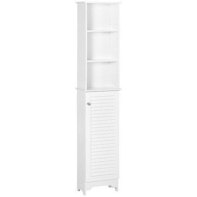 HOMCOM Bathroom Linen Cabinet Freestanding Storage with Shutter