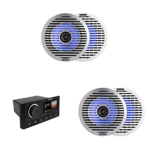 Kicker ( 2 Pair ) 51KM614FL 6.5-Inch (165mm) Thin-Mount Marine Coaxial Speakers with RGB LED, 4-Ohm, White & Silver Grilles Included , Bundled with... - 1 of 4