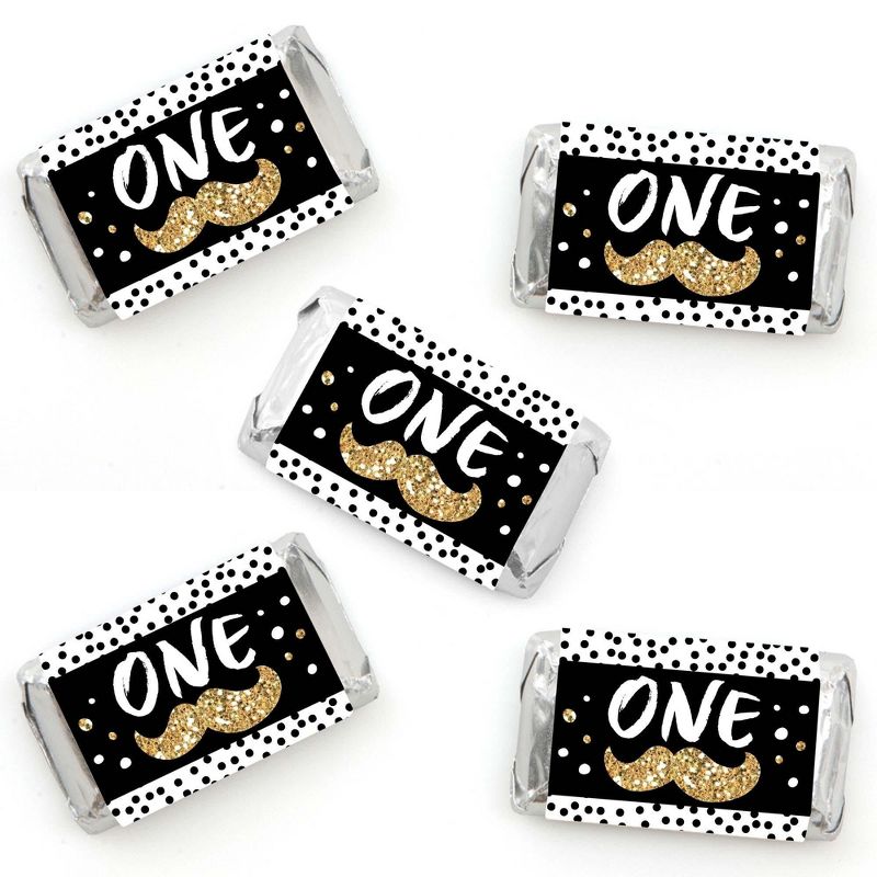 Big Dot of Happiness 1st Birthday Little Mr. Onederful - Mini Candy Bar Wrapper Stickers - Boy First Birthday Party Small Favors - 40 Count, 1 of 7