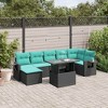 vidaXL 8 Piece Garden Sofa Set with Cushions Black Poly Rattan - without storage - 2 of 4