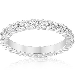 Pompeii3 Diamond Eternity Ring 2 Carat Womens Stackable Wedding Band 14K White Gold - 1 of 4