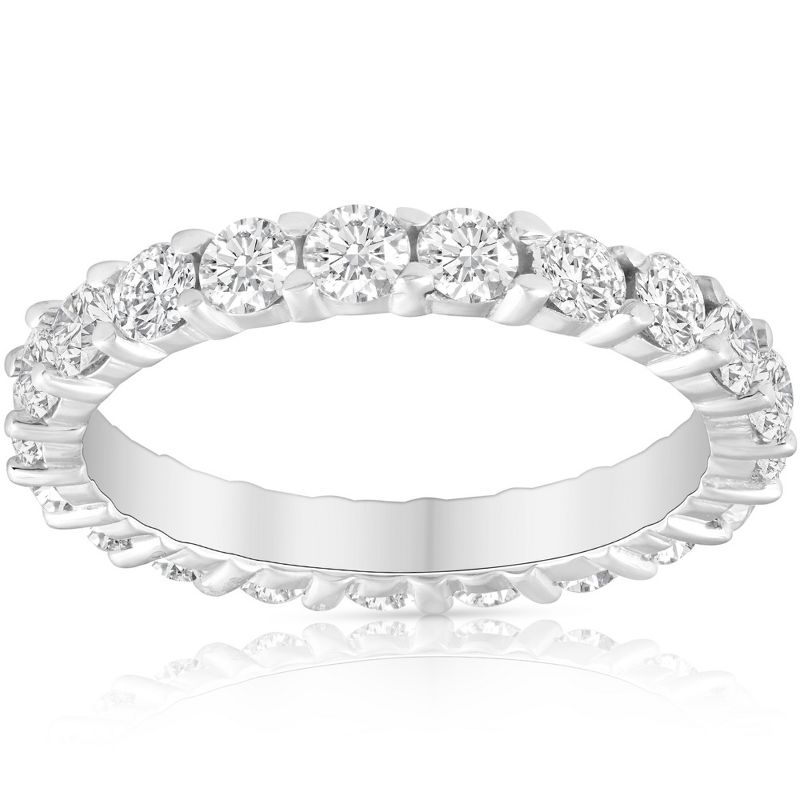 Pompeii3 2 Ct Lab Created Diamond Eternity Ring Womens Wedding Band 14k White Gold, 1 of 6