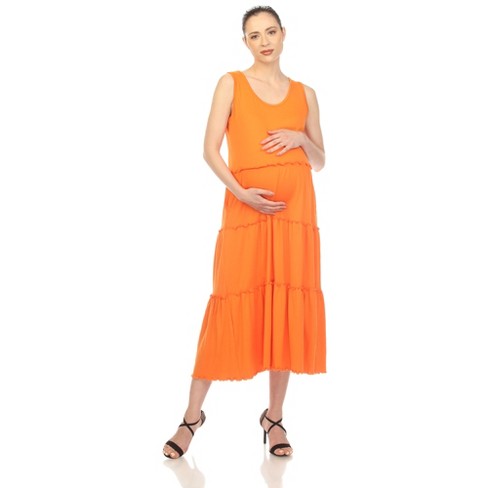 Maternity Scoop Neck Tiered Midi Dress : Target