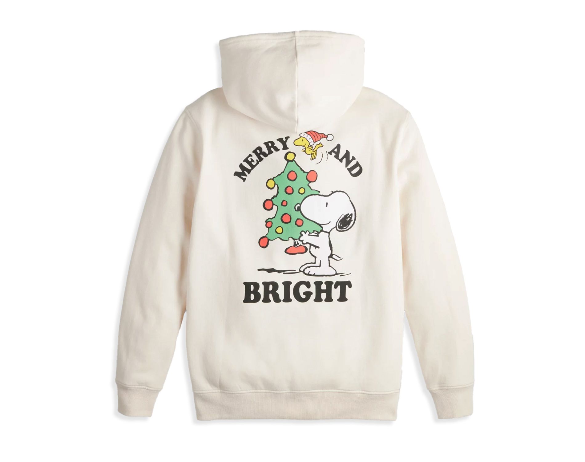 Seven Times Six Peanuts Snoopy Woodstock Men's Hoodie Merry & Bright Front & Back Design
