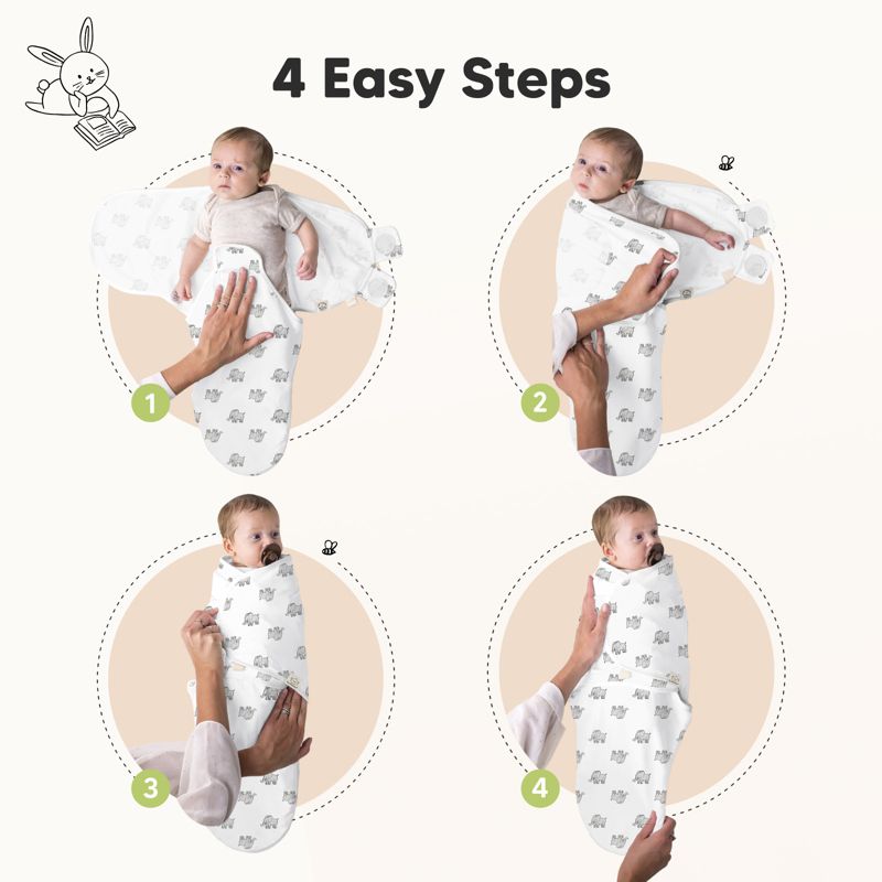 3pk Soothe Baby Swaddle 0-3 Months, Organic Baby Swaddle Sleep Sacks, Newborn, Infant Swaddle Sack, 4 of 11