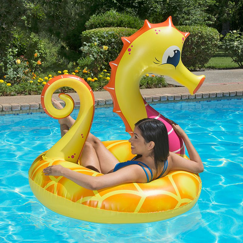 Swim Central Inflatable Yellow and Orange Seahorse Swimming Pool Ring Tube Float, 48-Inch, 2 of 4