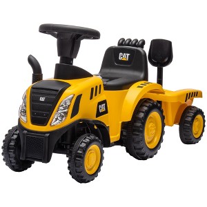 Caterpillar Licensed Ride-On Construction Tractor with Shovel & Trailer, Yellow - 1 of 4