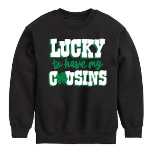 Boys' - Instant Message - St. Patrick's Day Lucky to Have My Cousins Graphic Long Sleeve Fleece Sweatshirt - 1 of 4