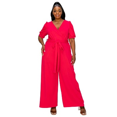 L I V D Women's Iris Surplice Belted Pocket Jumpsuit