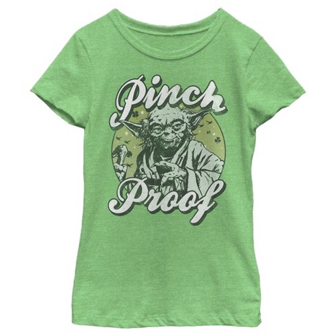 Girl s Star Wars Yoda St. Patrick s Day Pinch Proof T Shirt Green Apple Large