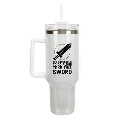100 North Zelda Dangerous To Go Alone Take This Sword Legend Wrap-Around 40 Oz. Stainless Steel Water Bottle Coffee Mug, Spill & Leak Resistant,